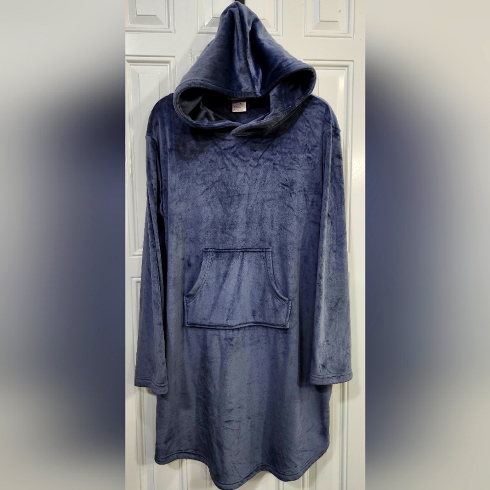Softies Blue Velour Hooded Lounger  Women's L/XL